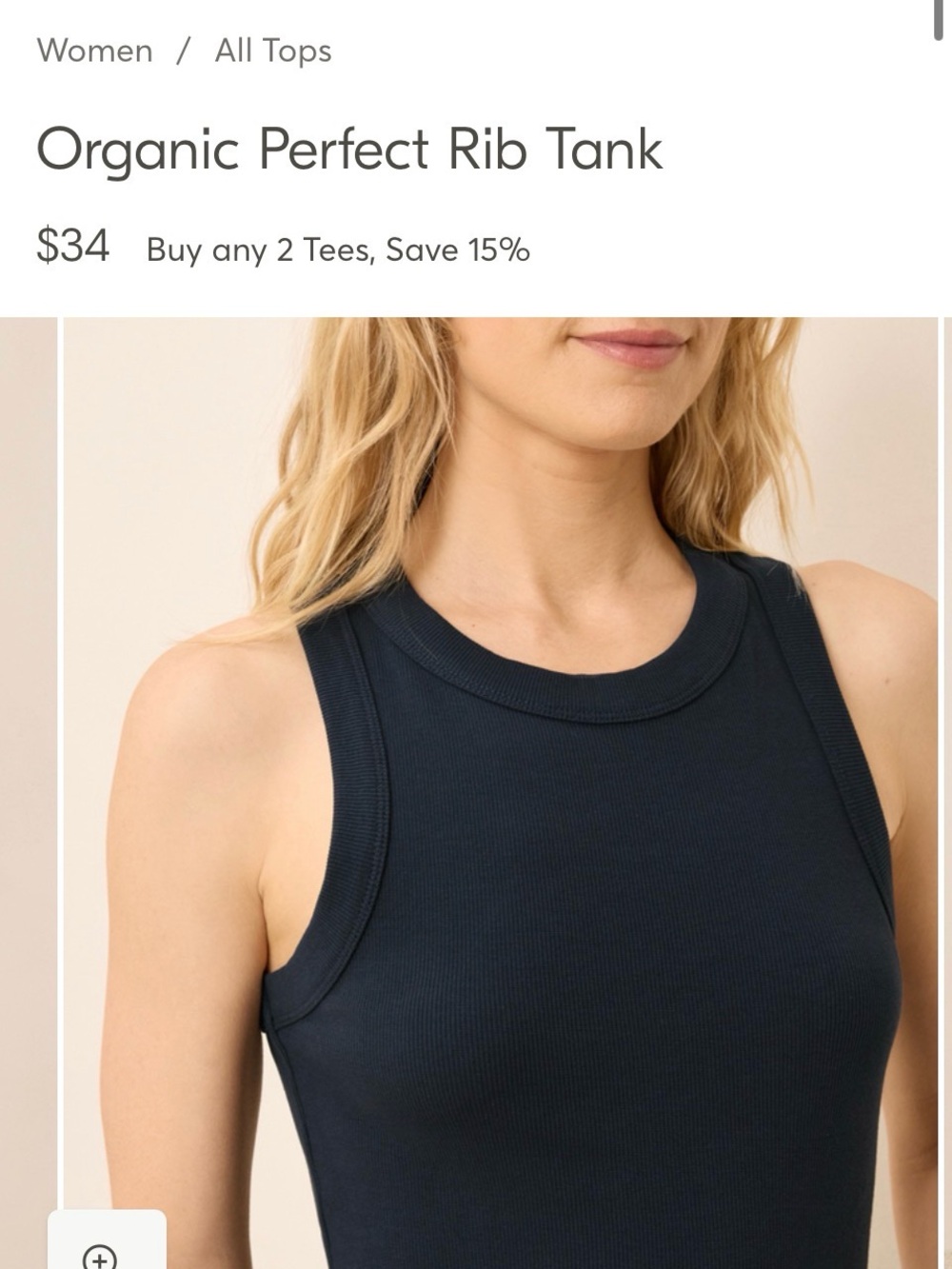 Organic Perfect Rib Tank - Navy